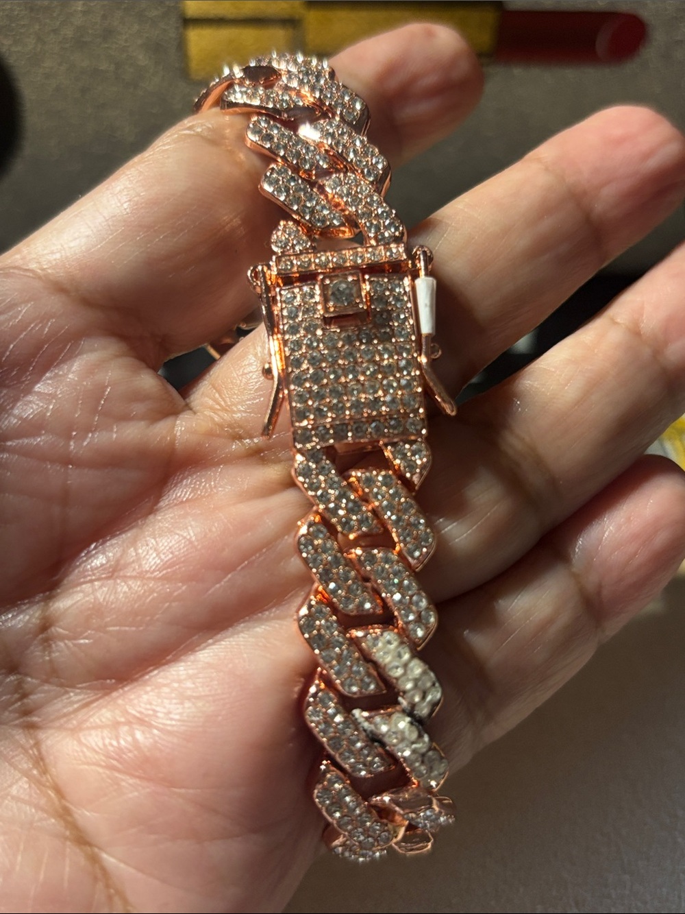 8”Rose Gold Pave Cuban Link Bracelet